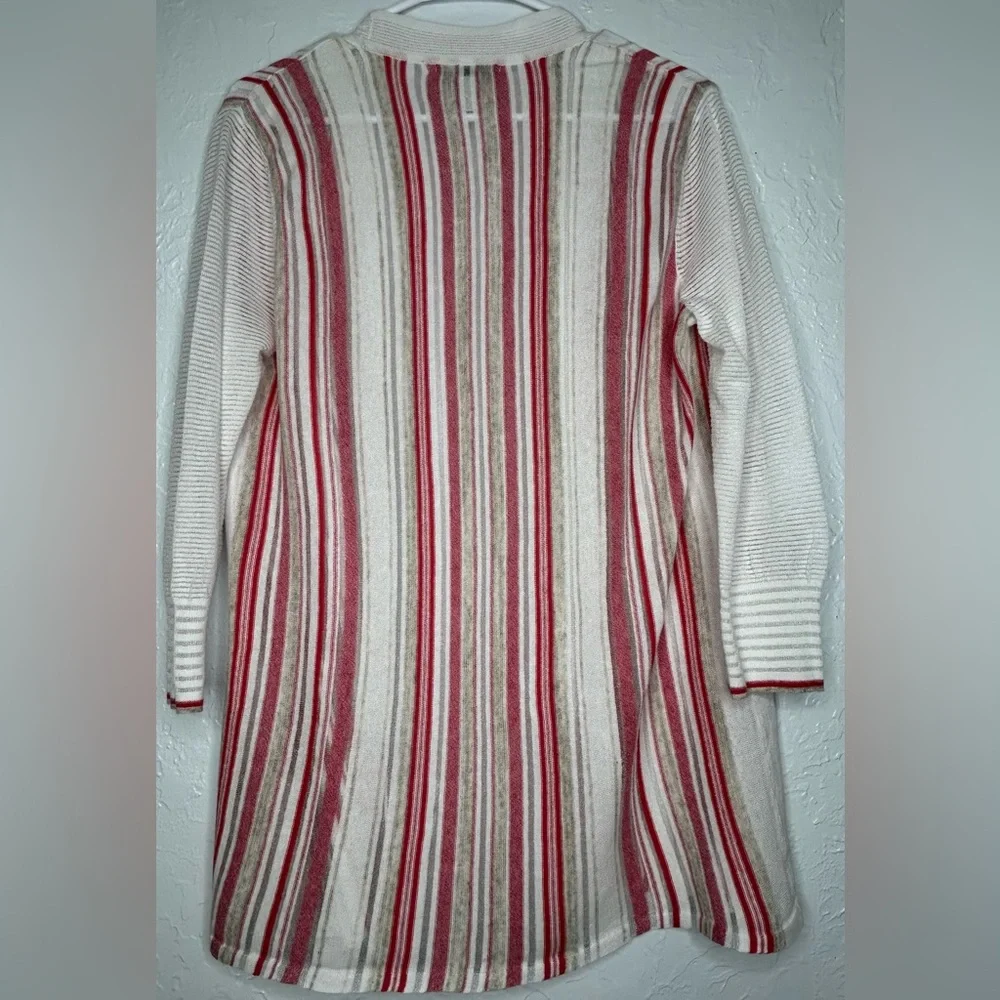 Christopher & Banks Pink and White Striped Cardigan Medium - Picture 4 of 10